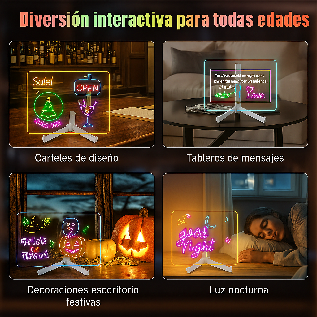 Tablero de Notas LED Acrílico Iluminado